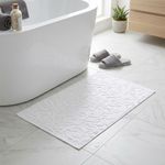 Alfombra de Baño Antideslizante Diseño Floral de 40 x 70 cm Color Blanco
