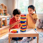 Juego de Mesa Torre Tambaleante de Colores con 48 Bloques de Madera
