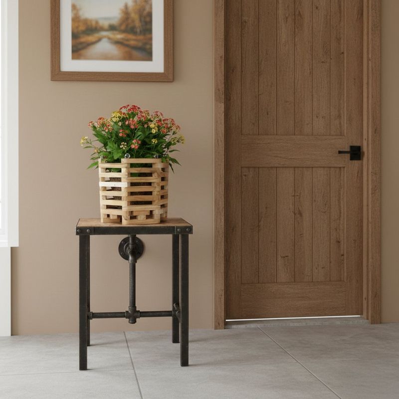 Maceta Octagonal Alta de Madera Teca No. 10