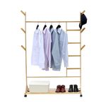 Colgador de Bambú con Ganchos Laterales y Bandeja de 155 cm Color Natural