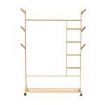 Colgador de Bambú con Ganchos Laterales y Bandeja de 155 cm Color Natural