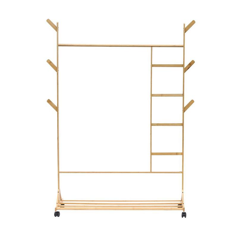 Colgador de Bambú con Ganchos Laterales y Bandeja de 155 cm Color Natural