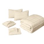 Set Edredón de 7 Piezas Tamaño King con Fundas y Sábanas Color Ivory