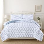 Set Edredón de 7 Piezas Tamaño Queen con Fundas y Sábanas Color Azul