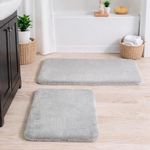 Set 2 Alfombras de Baño Antideslizantes Diseño Liso Color Gris