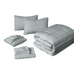 Set Edredón de 7 Piezas Tamaño King con Fundas y Sábanas Color Gris Claro