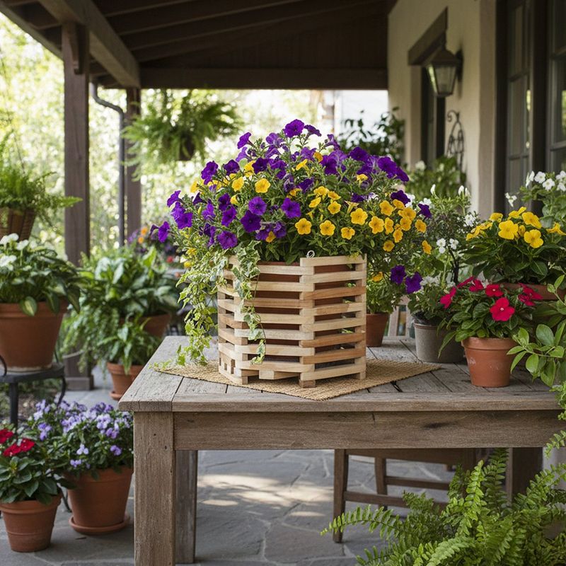 Maceta Octagonal de Madera Teca No. 12