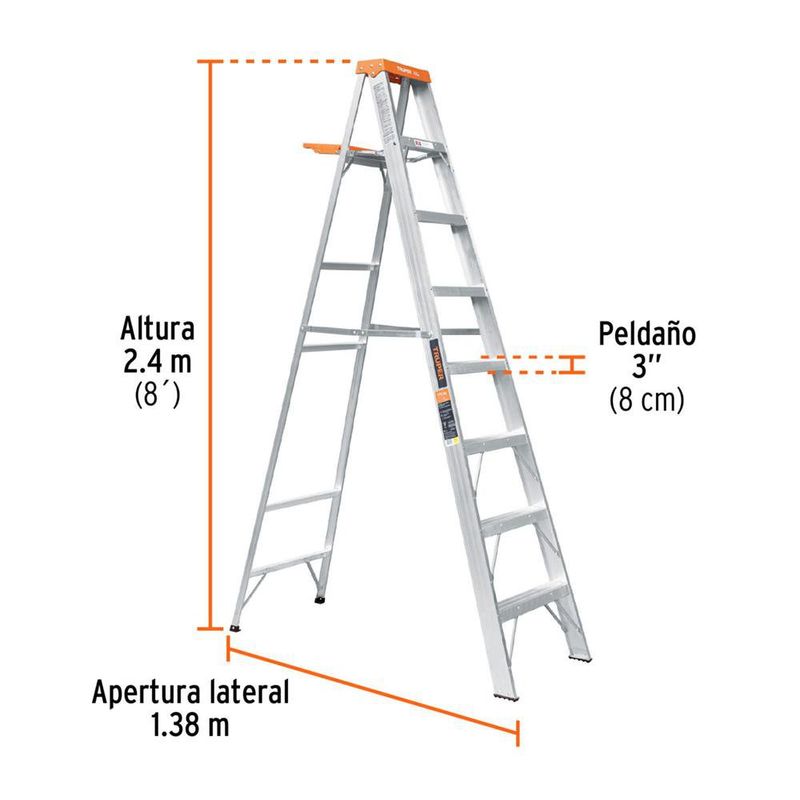 Escalera Tipo Tijera de Aluminio de 7 Peldaños Capacidad 175 kg