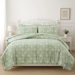 Set Edredón de 7 Piezas Tamaño King con Fundas y Sábanas Color Verde