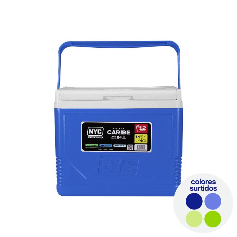 Hielera Rígida NYC Caribe de 10.5 Litros Colores Surtidos