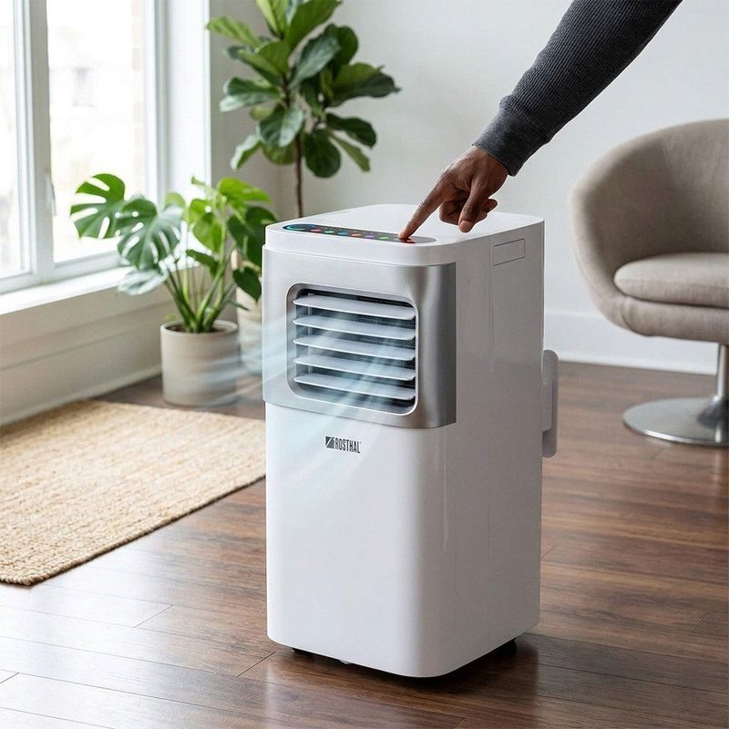 Aire Acondicionado Portátil Rosthal de 10000 BTU 120 V y 1000 W Color Blanco