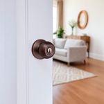 Cerradura para Dormitorio Tipo Pomo Acabado Latón Antiguo