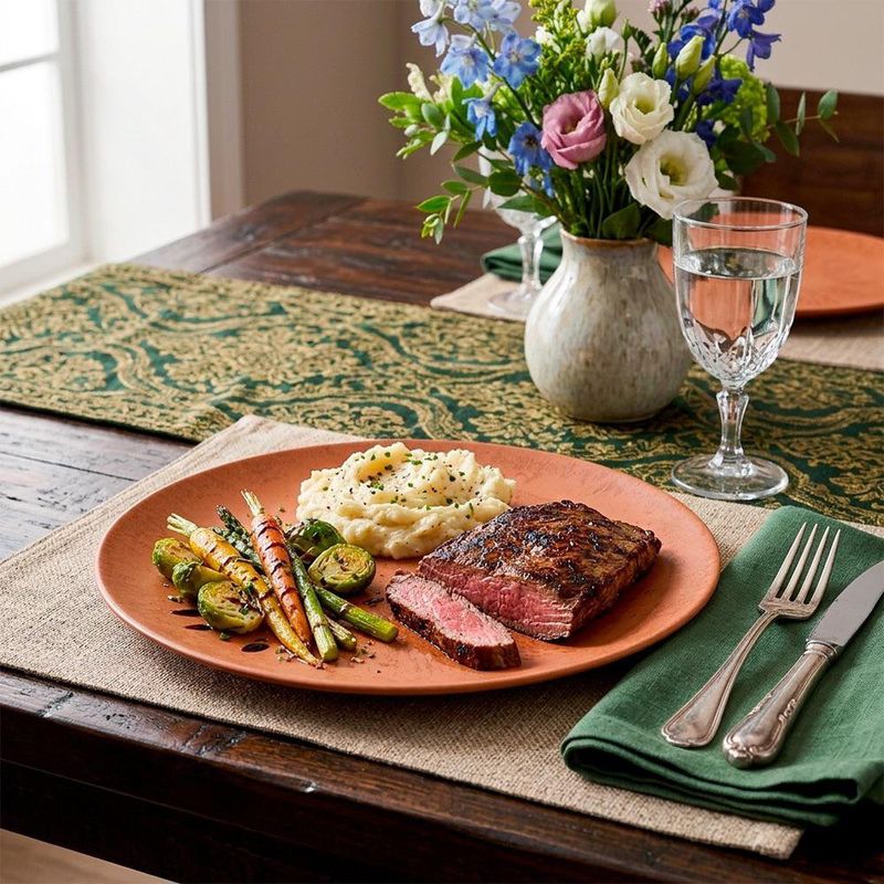 Plato de Cena Redondo Jaspe de 10.6 plg Color Terracota