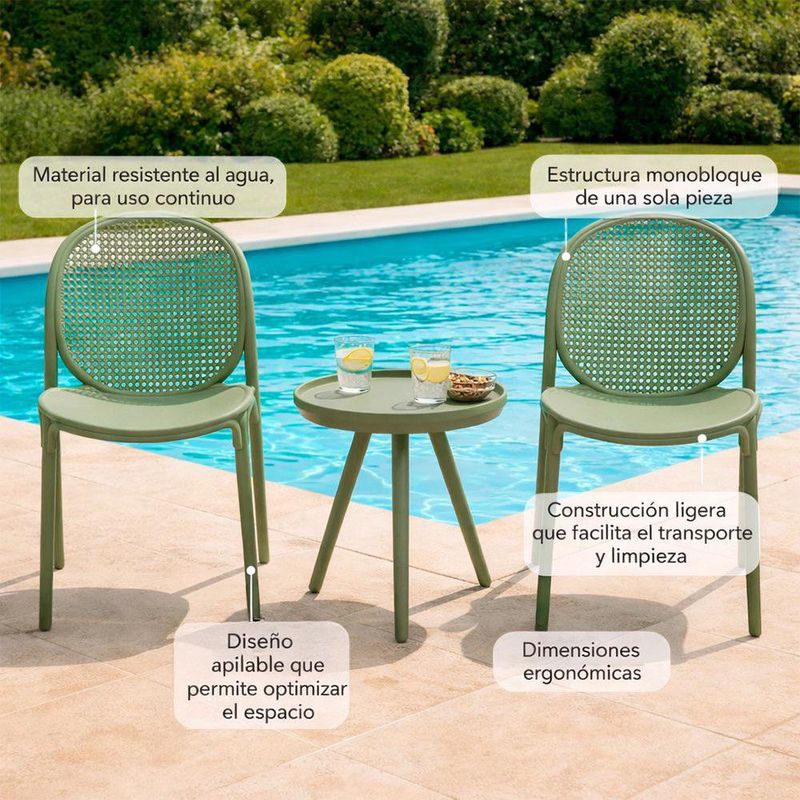 Set de Sillas con Mesa Exterior Winnie Verde 3 Piezas