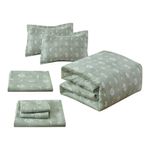 Set Edredón de 7 Piezas Tamaño Queen con Fundas y Sábanas Color Verde