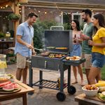 Churrasquera a Carbón Deluxe con Ruedas Color Gris