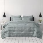 Set Edredón de 7 Piezas Tamaño Queen con Fundas y Sábanas Color Gris Claro