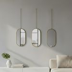 Juego de 6 Espejos de Pared Ovalados de 31x15 cm Marco Dorado