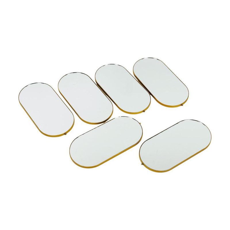 Juego de 6 Espejos de Pared Ovalados de 31x15 cm Marco Dorado