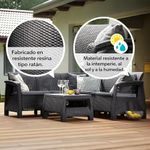 Set de Exterior para Esquina con Mesa Central Corfu Color Grafito 2 Piezas