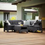 Set de Exterior para Esquina con Mesa Central Corfu Color Grafito 2 Piezas