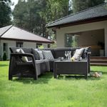 Set de Exterior para Esquina con Mesa Central Corfu Color Grafito 2 Piezas