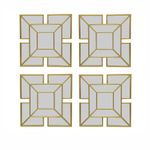 Set de 4 Espejos Cuadrados Decorativos para Pared Color Dorado