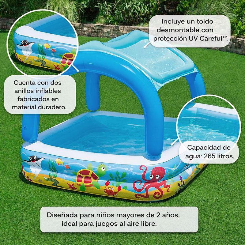Piscina Infantil Inflable con Techo Beach Buddy de 1.40 x 1.14 Metros