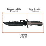Cuchillo Táctico Negro de 12 Plg