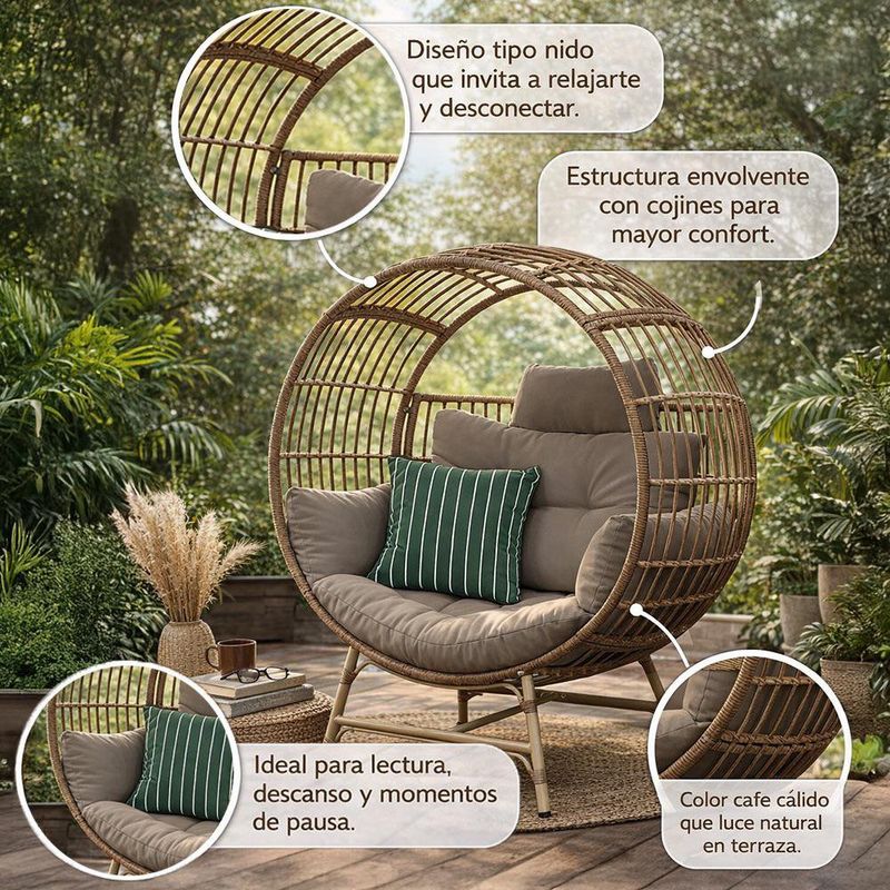 Silla Nido para Exterior Lula Color Café para 1 Persona