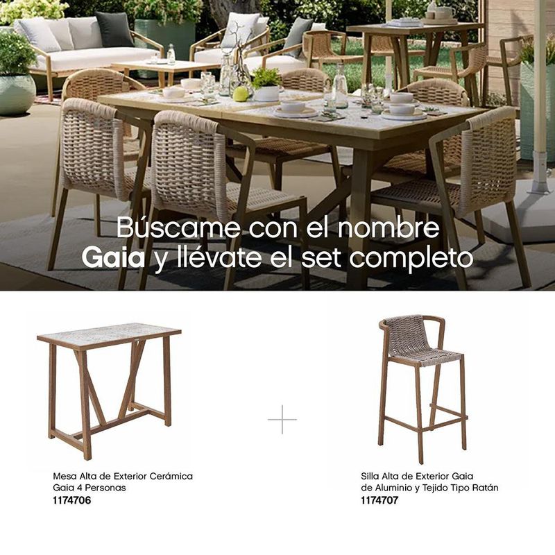 Mesa Comedor de Jardín Gaia de Aluminio 65.5 x 100 x 126 cm Color Marrón