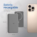 Batería Portátil 5000 mAh de Carga Inalámbrica 15 W Tipo C PD Color Negro