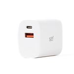 Cargador de Pared de Carga Rápida 20 W 3 A Doble Salida USB y Tipo C Color Blanco