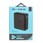 Batería Portátil 10000 mAh de Carga Rápida 22 W Doble Salida USB y Tipo C Color Negro