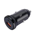 Cargador de Auto de Carga Rápida 20 W 3 A Doble Salida USB y Tipo C Color Negro