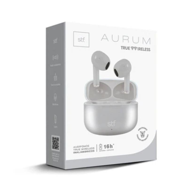 Audífonos Inalámbricos Aurum True Wireless Bluetooth con Micrófono Color Blanco