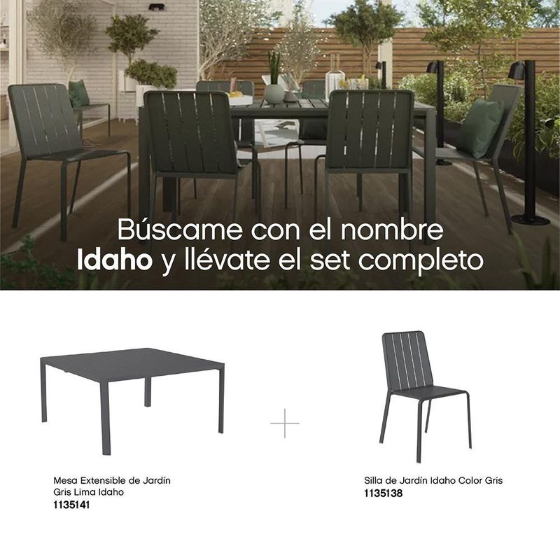Mesa de Jardín Extensible Idaho de Aluminio de 110 a 162 x 75 x 82 cm Color Gris