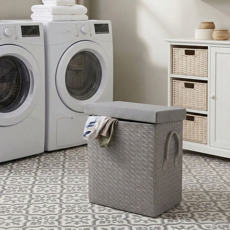 Canasta Gris Rectangular para Ropa