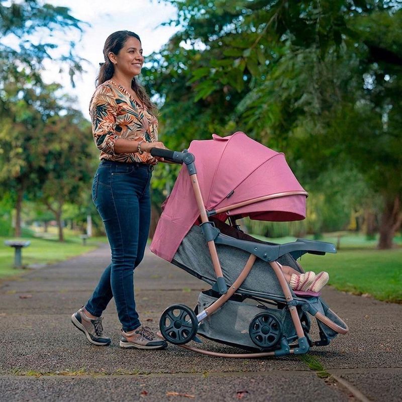 Carruaje, Cuna y Mecedor Genova Color Rose Gold