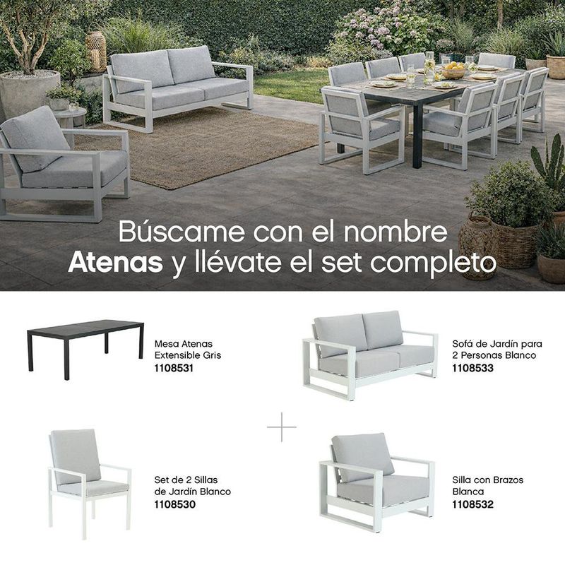 Mesa de Jardín Extensible Atenas de Aluminio 224-336 x 75 x 100 cm Color Gris
