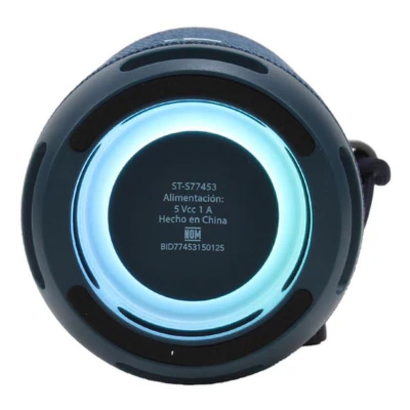 Bocina Inalámbrica Portátil Rise Bluetooth con Luz LED RGB de 2 plg Color Azul