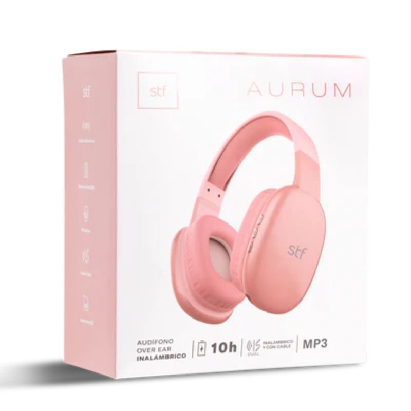 Audífonos Inalámbricos Aurum Over Ear Bluetooth con Micrófono Color Rosado
