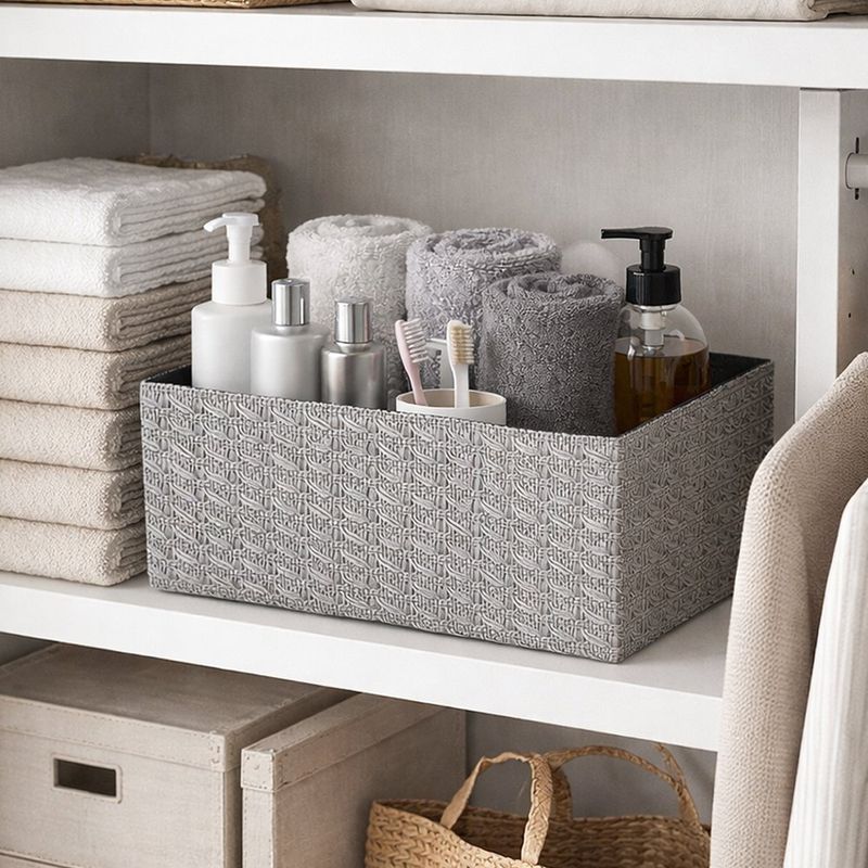 Caja Rectangular Organizadora Gris 20X20X16 Cm