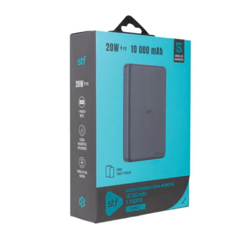 Batería Portátil 10000 mAh de Carga Inalámbrica 15 W Tipo C PD Color Negro