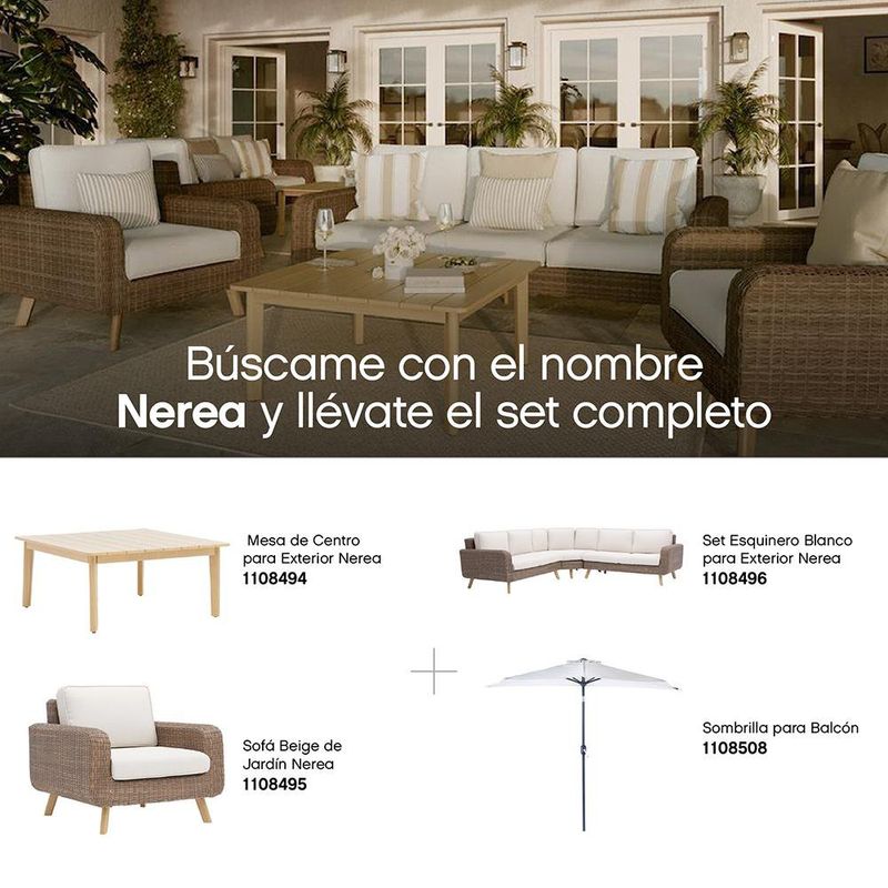 Mesa Auxiliar de Jardín Nerea de Aluminio Efecto Madera 90 x 90 cm Color Natural