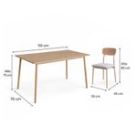 Comedor Rectangular Toffie para 4 Personas con Sillas Tapizadas Color Beige