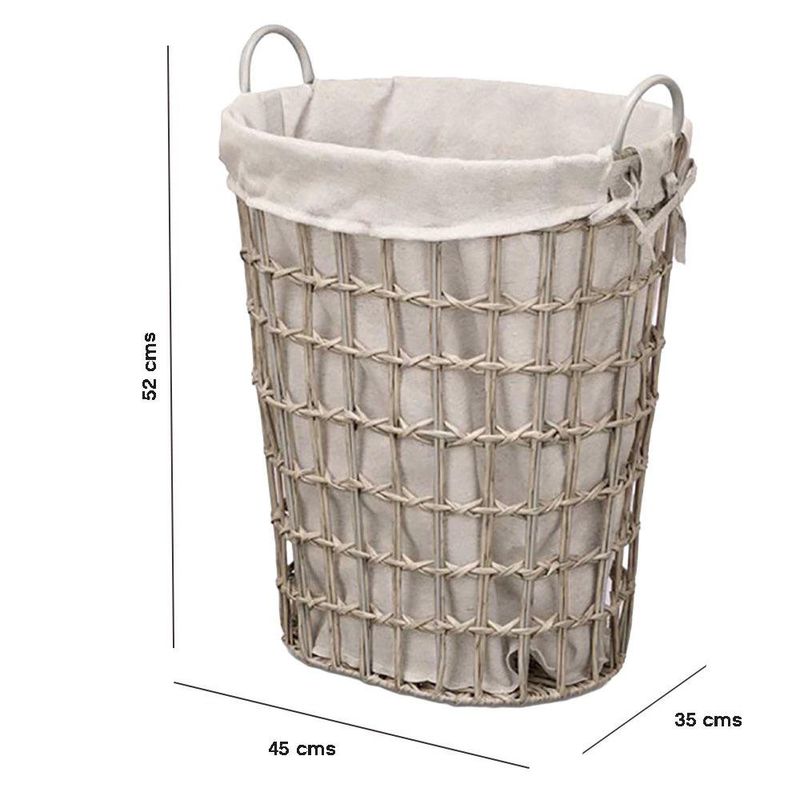 Cesto para Ropa Ovalado con Agarradores Grises