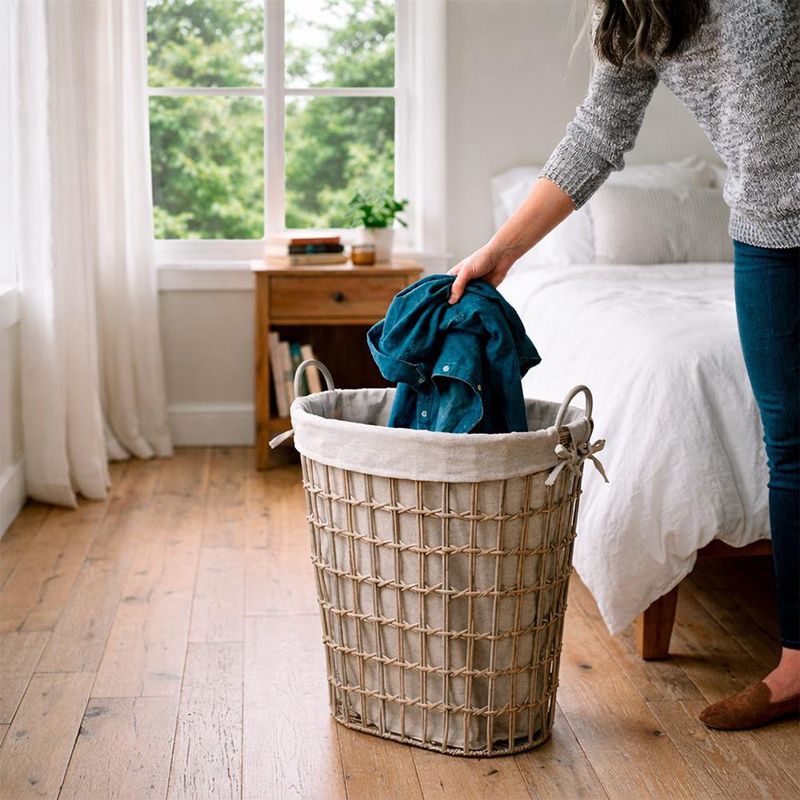 Cesto para Ropa Ovalado con Agarradores Grises