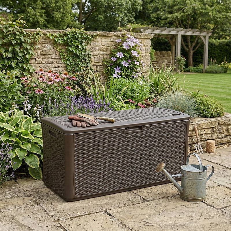 Bodega Horizontal Tipo Baúl Color Café de 27 x 55 x 29 Plg