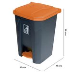 Basurero Plástico Alfa de Pedal Tapa Naranja 68 Litros